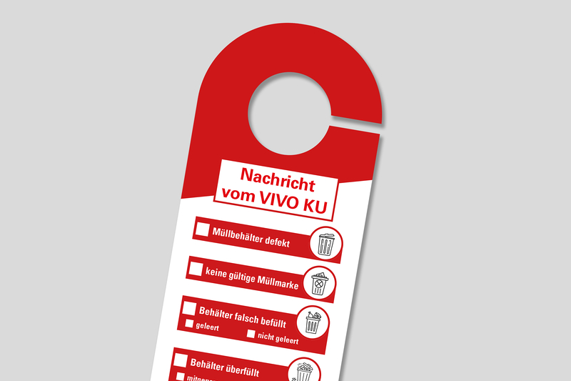 Nachricht vom VIVO KU; Müllbehälter defekt; keine gültige Müllmarke; Behälter falsch befüllt; Behälter überfüllt