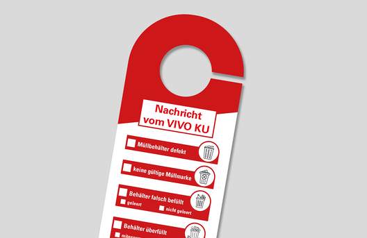 Nachricht vom VIVO KU; Müllbehälter defekt; keine gültige Müllmarke; Behälter falsch befüllt; Behälter überfüllt
