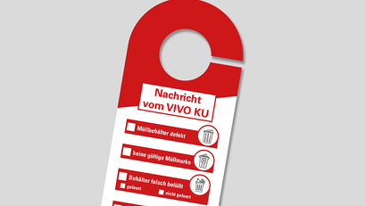 Nachricht vom VIVO KU; Müllbehälter defekt; keine gültige Müllmarke; Behälter falsch befüllt; Behälter überfüllt